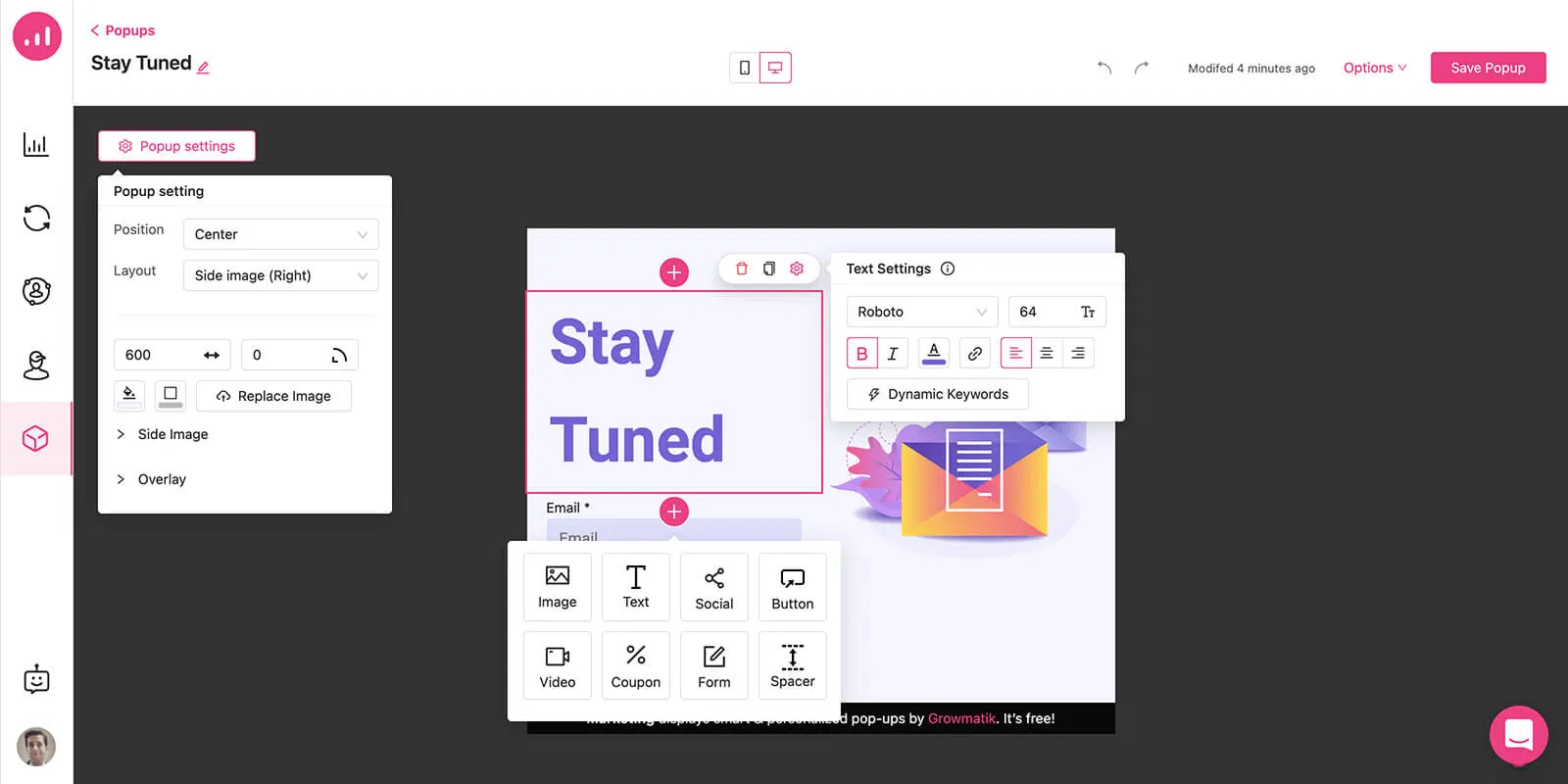 pop-up builder